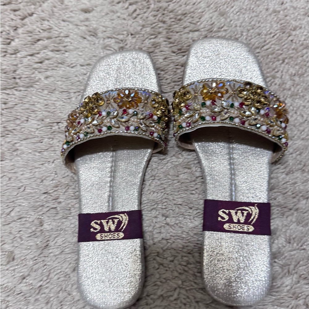 Silver Embellished Women's Sandals